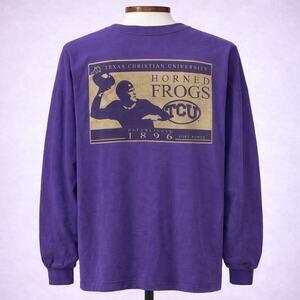 Vintage Gildan Texas Christian TCU Horned frogs LS Football Shirt XL
